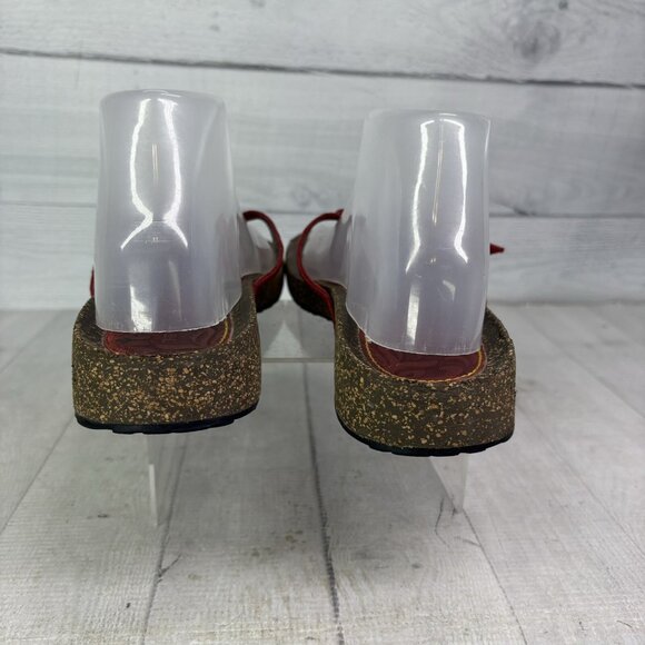 Teva VENTURA 6503 Red Leather Cork Thong Flip Flop Slide Sandal Size 9  EU 40 - Picture 5 of 16